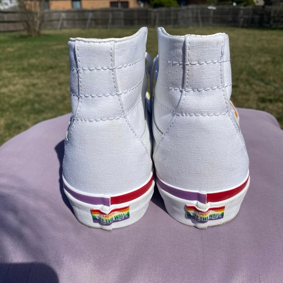 Vans SK8 Hi Tapered Rainbow Foxing True White Men's Skate Shoes Size 11 721356 - Picture 6 of 11